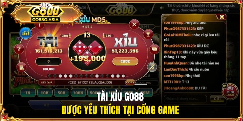 Tài xỉu GO88 được yêu thích tại cổng game online